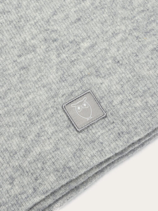Knowledge Cotton Apparel Rib Knit Wool Scarf Grey Melange