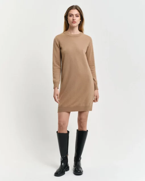 Gant Woman Superfine Lambswool Dress Caramel Beige