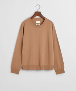 Gant Woman Superfine Lambswool Crew Neck Jumper Caramel Beige