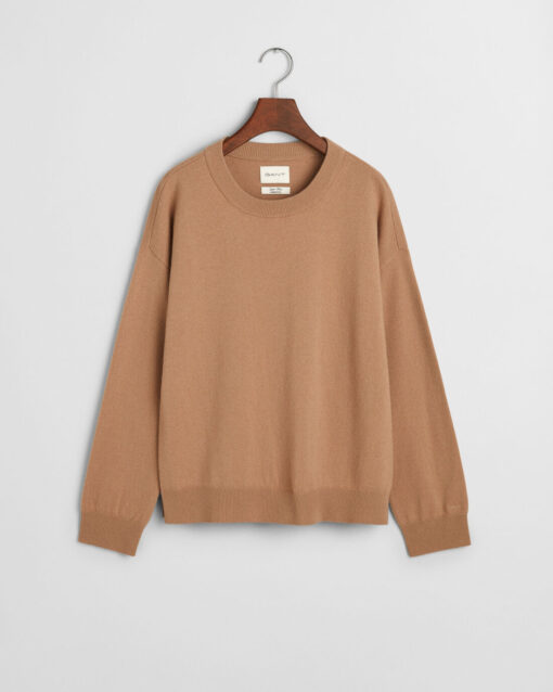 Gant Woman Superfine Lambswool Crew Neck Jumper Caramel Beige