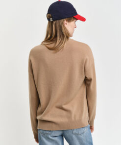 Gant Woman Superfine Lambswool Crew Neck Jumper Caramel Beige