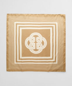Gant Woman Monogram Border Silk Scarf Caramel Beige