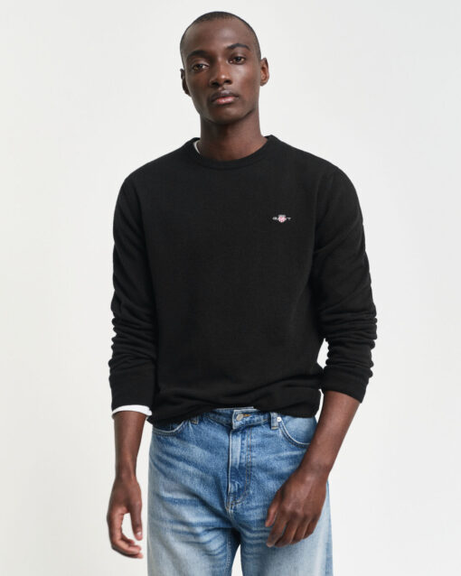 Gant Superfine Lambswool Crew Neck Jumper Black