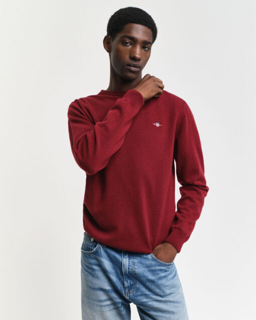 Gant Superfine Lambswool Crew Neck Jumper Plumped Red