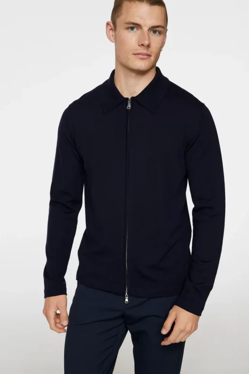 J.Lindeberg Kaleb Merino Zip Cardigan Navy