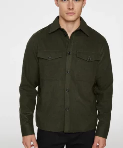 J.Lindeberg Flat Wool Overshirt Forest Green