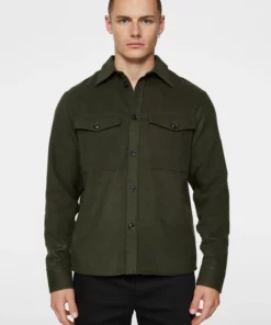 J.Lindeberg Flat Wool Overshirt Forest Green