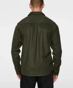 J.Lindeberg Flat Wool Overshirt Forest Green