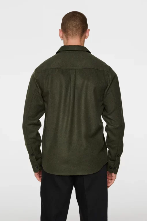 J.Lindeberg Flat Wool Overshirt Forest Green