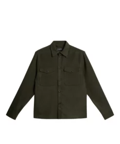 J.Lindeberg Flat Wool Overshirt Forest Green