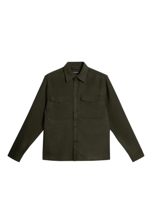 J.Lindeberg Flat Wool Overshirt Forest Green