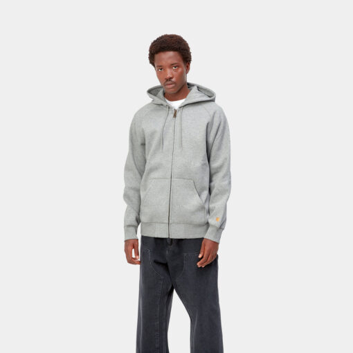 Carhartt WIP Hooded Chase Sweat Jacket Grey Heather/Gold