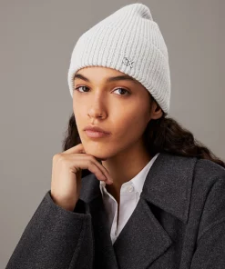 Calvin Klein Wool Cashmere Blend Beanie Pearl Grey