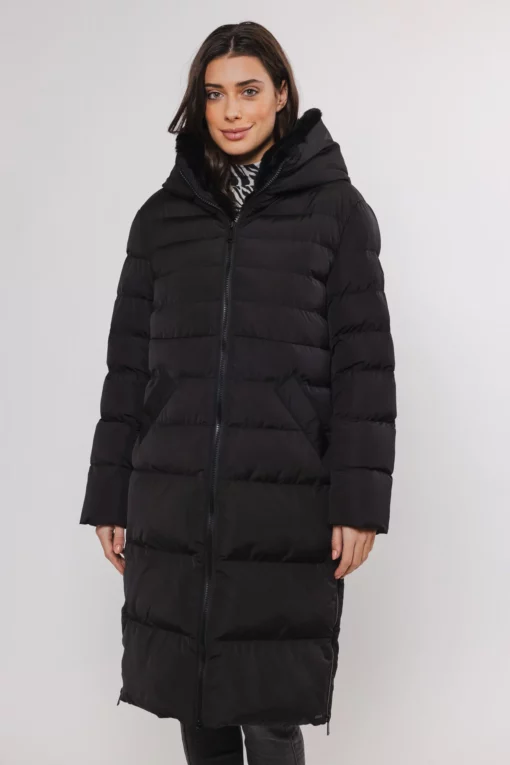 Keila Padded Faux Fur Coat Black