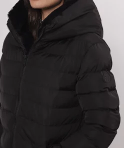 Keila Padded Faux Fur Coat Black