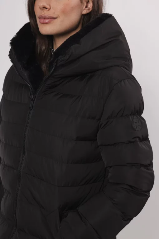 Keila Padded Faux Fur Coat Black