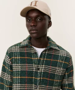 Les Deux Kaleb Check Overshirt Pine Green/Ivory