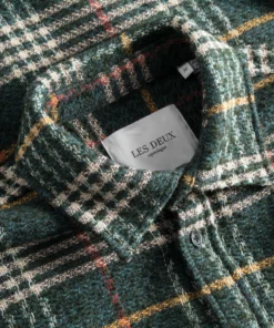 Les Deux Kaleb Check Overshirt Pine Green/Ivory