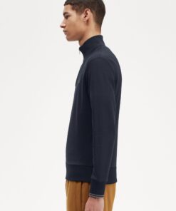 Fred Perry Half Zip Sweatshirt Navy / Dark Caramel