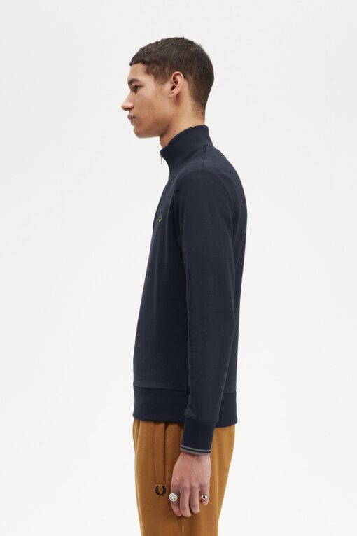 Fred Perry Half Zip Sweatshirt Navy / Dark Caramel