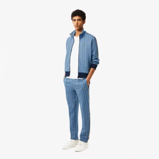 Lacoste Paris Jaquard Monogram Zipped Sweatshirt Light Blue/Blue