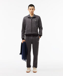 Buy Lacoste Paris Jaquard Monogram Zipped Sweatshirt Black