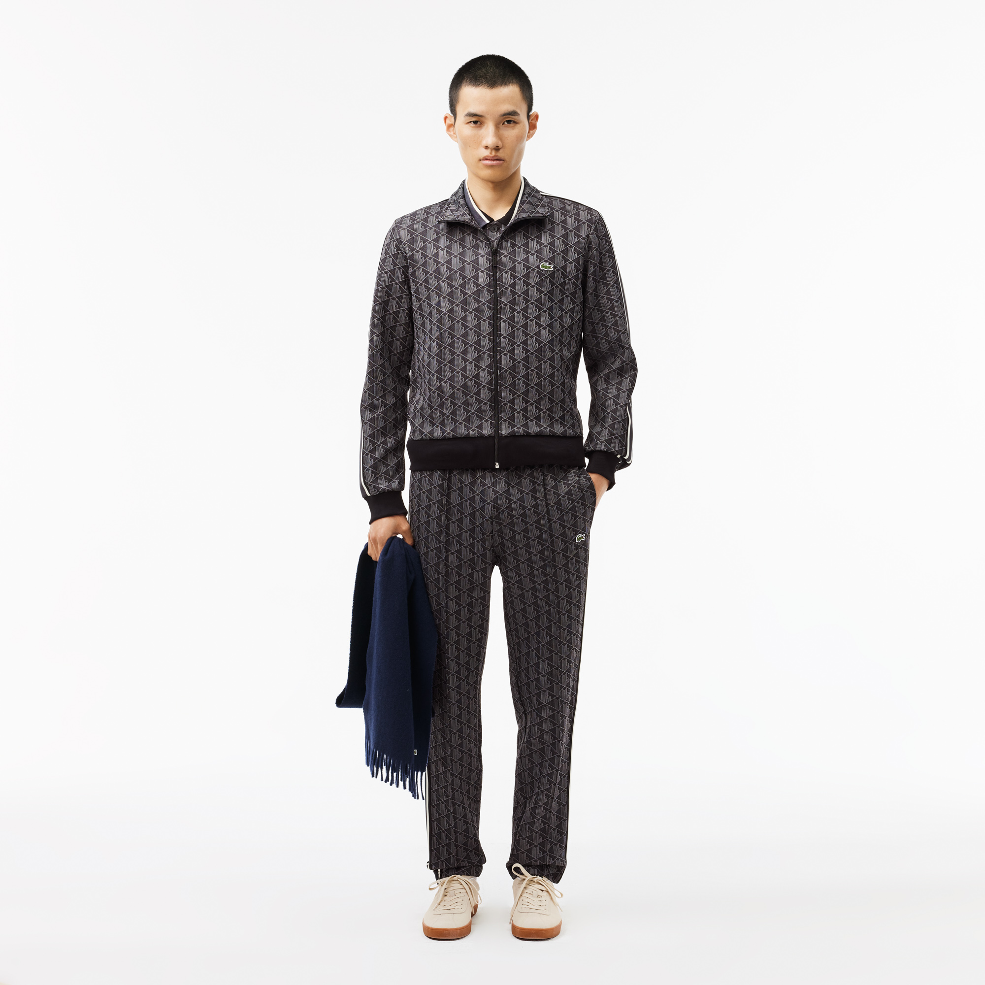 Buy Lacoste Paris Jaquard Monogram Zipped Sweatshirt Black