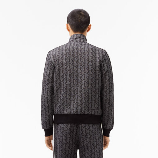 Lacoste Paris Jaquard Monogram Zipped Sweatshirt Black/Dark Grey