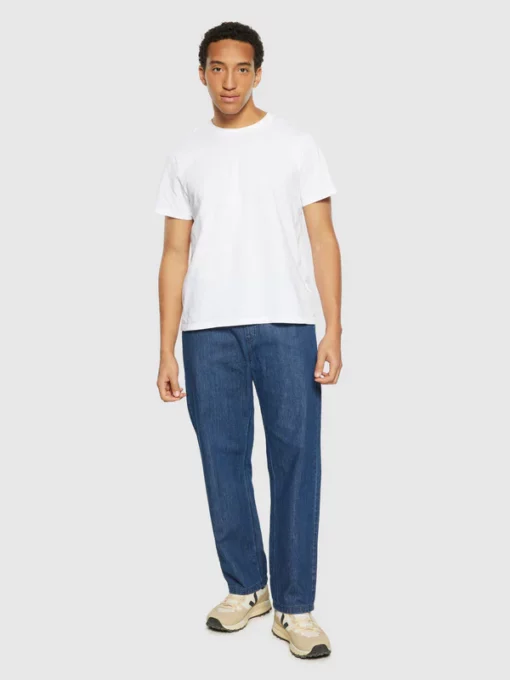 Knowledge Cotton Apparel Fig Loose Denim Pants Dark Blue Denim