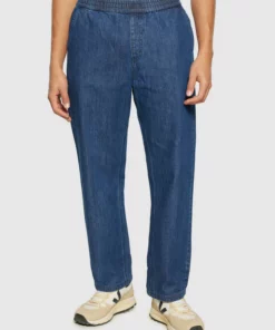 Knowledge Cotton Apparel Fig Loose Denim Pants Dark Blue Denim