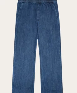 Knowledge Cotton Apparel Fig Loose Denim Pants Dark Blue Denim