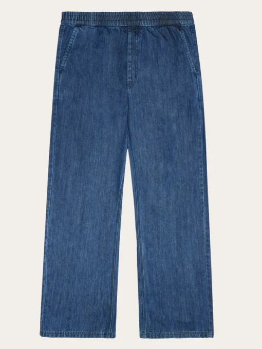 Knowledge Cotton Apparel Fig Loose Denim Pants Dark Blue Denim