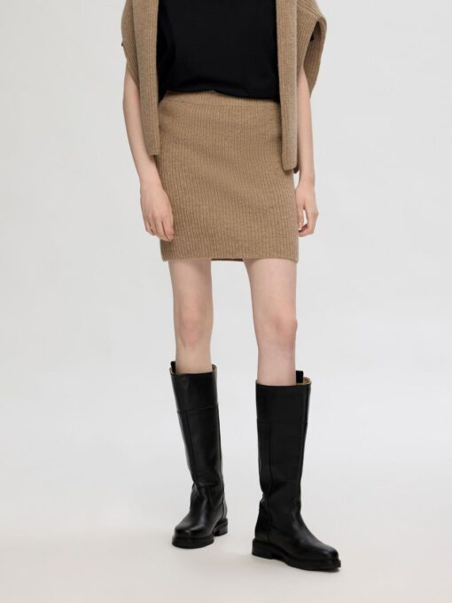 Selected Femme Mary Short Knit Skirt Irish Cream