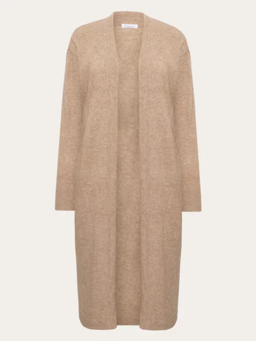 Knowledge Cotton Apparel Lambswool Long Cardigan Kelp Melange