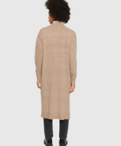 Knowledge Cotton Apparel Lambswool Long Cardigan Kelp Melange
