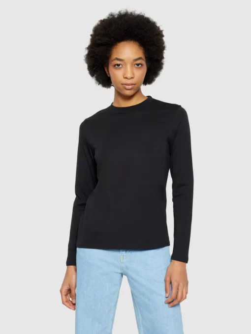 Knowledge Cotton Apparel Basic Pima Cotton Long SLeeve T-shirt Black Jet
