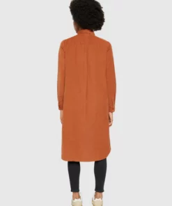 Knowledge Cotton Apparel Corduroy Wales Shirt Dress Mocha Bisque
