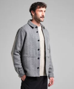 Dedicated Wool Jacket Fagersta Herringbone Black