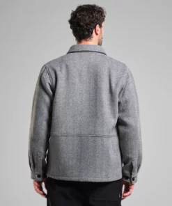 Dedicated Wool Jacket Fagersta Herringbone Black