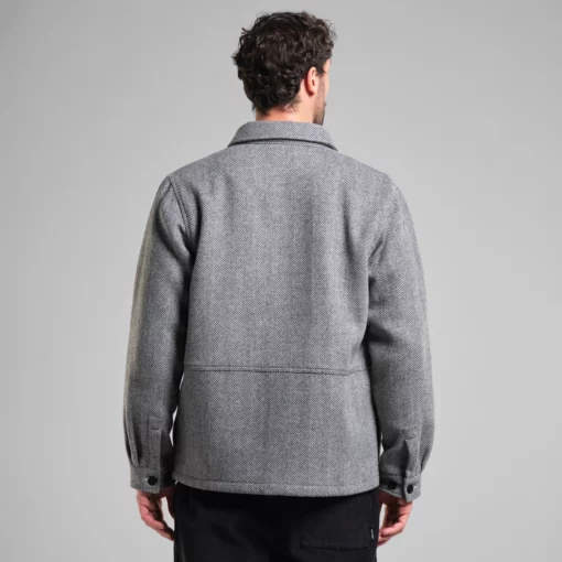 Dedicated Wool Jacket Fagersta Herringbone Black
