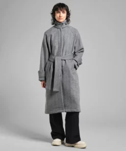 Dedicated Wool Coat Lofsdalen Herringbone Black