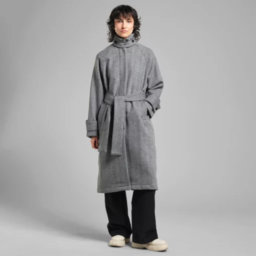 Dedicated Wool Coat Lofsdalen Herringbone Black