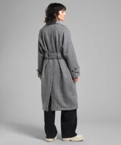 Dedicated Wool Coat Lofsdalen Herringbone Black