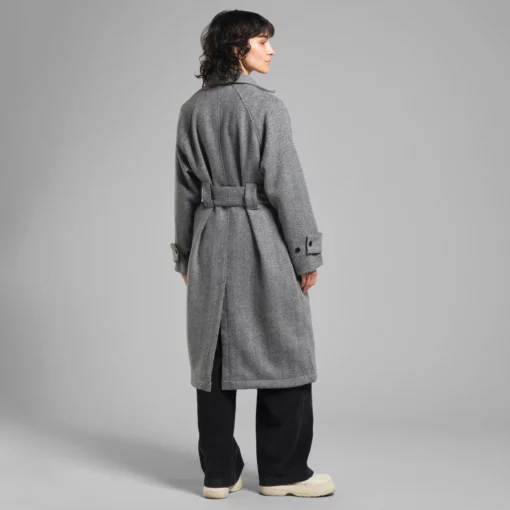 Dedicated Wool Coat Lofsdalen Herringbone Black