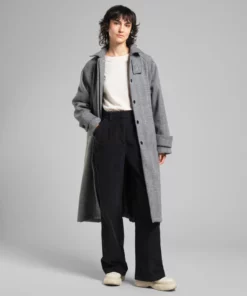 Dedicated Wool Coat Lofsdalen Herringbone Black