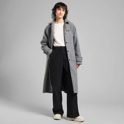 Dedicated Wool Coat Lofsdalen Herringbone Black