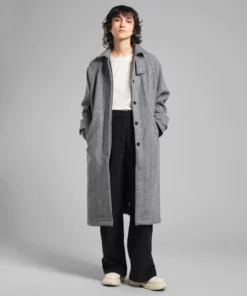 Dedicated Wool Coat Lofsdalen Herringbone Black