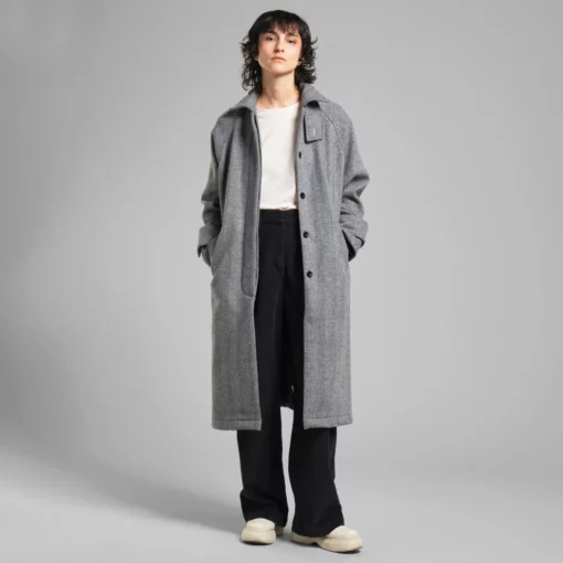 Dedicated Wool Coat Lofsdalen Herringbone Black