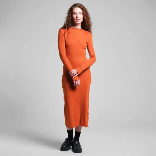 Dedicated Rib Dress Lofta Cinnamon Orange