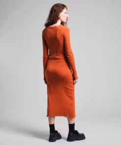 Dedicated Rib Dress Lofta Cinnamon Orange
